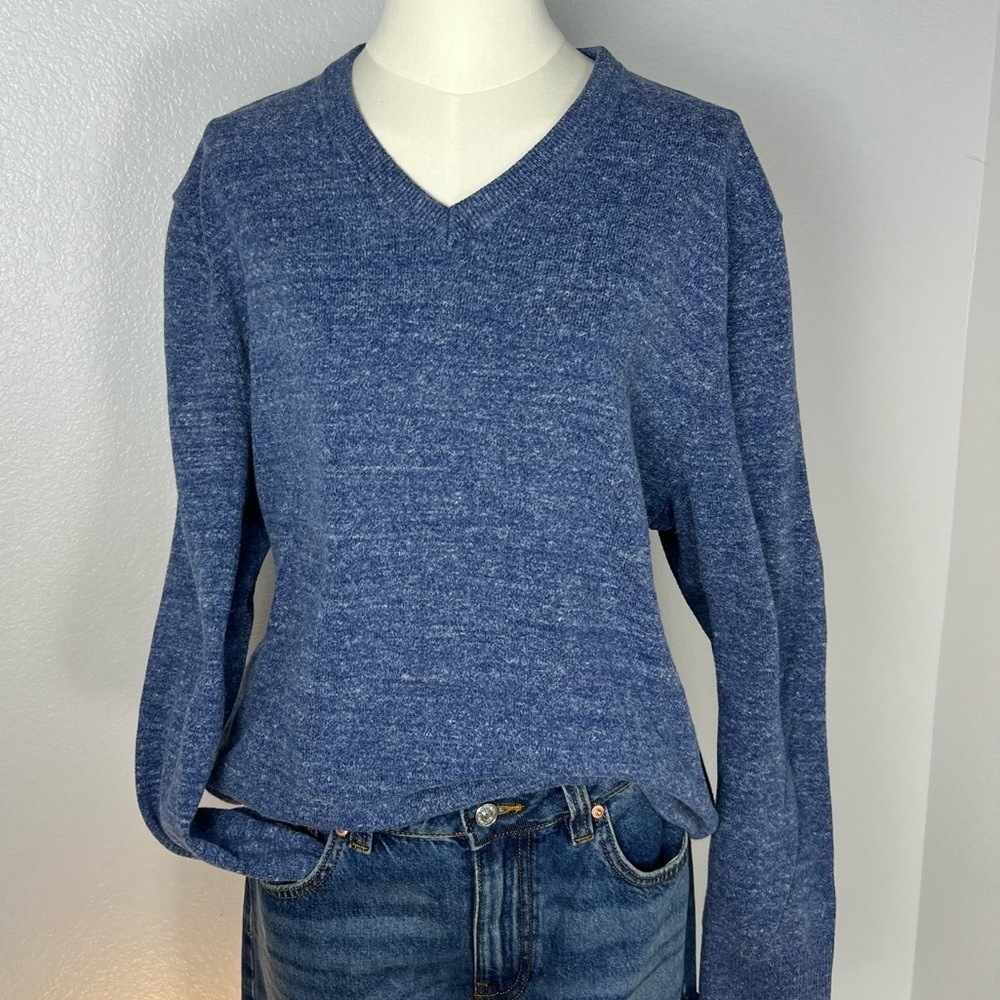 GAP Men’s XL Blue Heather Knit Sweater • Classic Crewneck Pullover